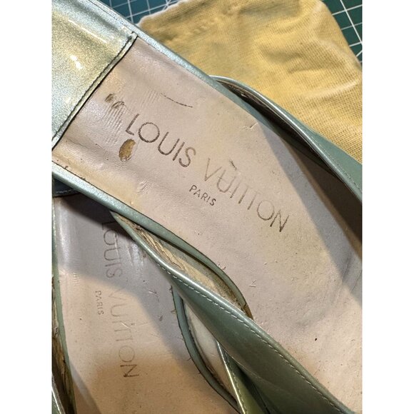 Louis Vuitton Ciabattine Green Slide Mules Womens Shoes Size 39 Leather Open Toe - Picture 3 of 4